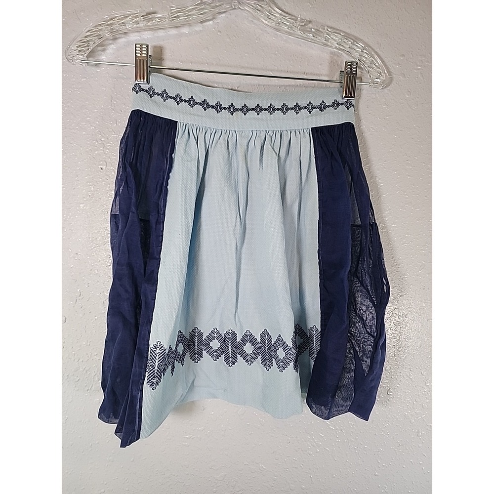 Vintage Embroidered BlueHostess Half Apron Shabby Cottage Retro‎ MCM Handmade